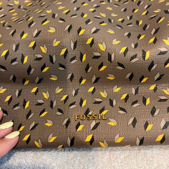 Fossil Jenna PVC Tote Bag Double Handle Key Accent Medium Zipper Shoulder Bag - Picture 5 of 16